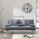 Nicholas Grey Linen 3 Seater Sofa Bed with Cup Holders and Cushions