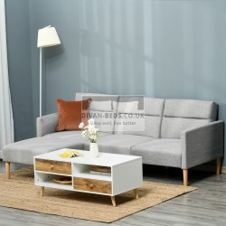 Cocoon Grey Linen L Shape Corner Sofa Bed