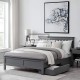 Halvard Grey Wooden Bed with Drawers